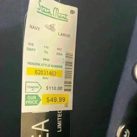 Linea Domani navy pop over long sleeve blouse‎ polyester. Large. NWT - Picture 6 of 7